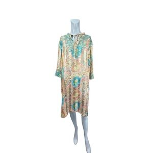 Miss June Paris Sz 2 Semi Sheer Multicolored‎ Paisley Sequined Swim Cover Up